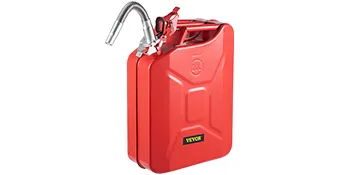 red VEVOR jerry fuel can with attached spout for easy fuel transfer.