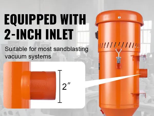 VEVOR dust collection system with 2-inch inlet, suitable for most sandblasting vacuum systems.