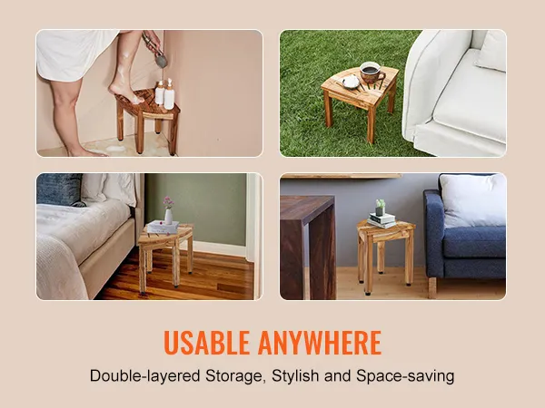 Die Teakholz-Duschbank von VEVOR bietet vielseitige Einsatzmöglichkeiten im Badezimmer, Garten, Schlafzimmer und Wohnzimmer.