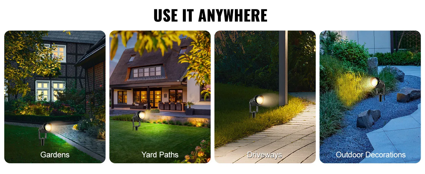 VEVOR landscape lighting for gardens, yard paths, driveways, and outdoor decorations. use it anywhere.