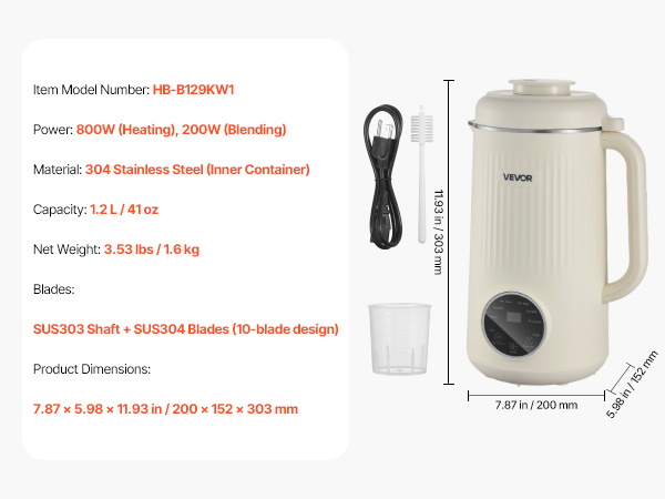 VEVOR Nut Milk Maker Machine — 8-in-1 Soy and Oat Juicer