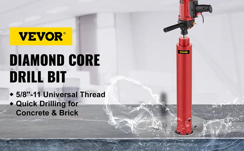 VEVOR diamond core drill bit with 5/8"-11 universal thread for concrete and brick.