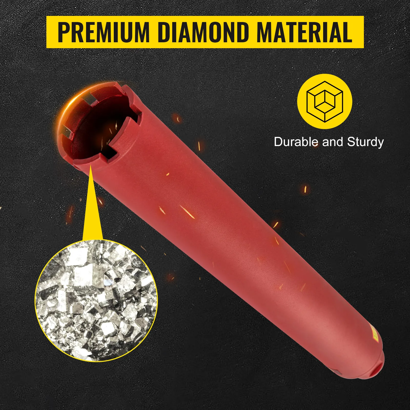 VEVOR diamond core drill bit made from premium diamond material, durable and sturdy.