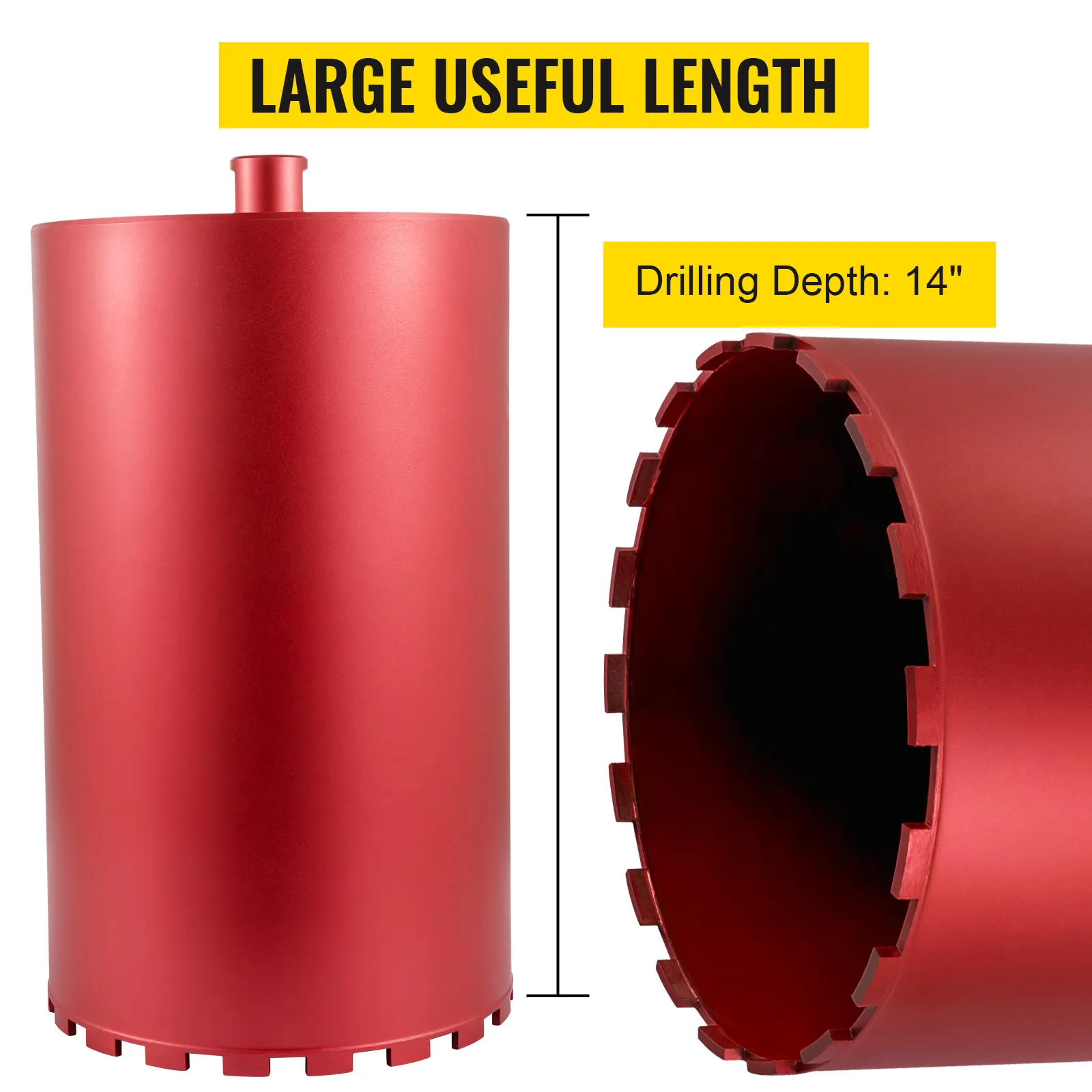 VEVOR diamond core drill bit, 14" drilling depth, large useful length