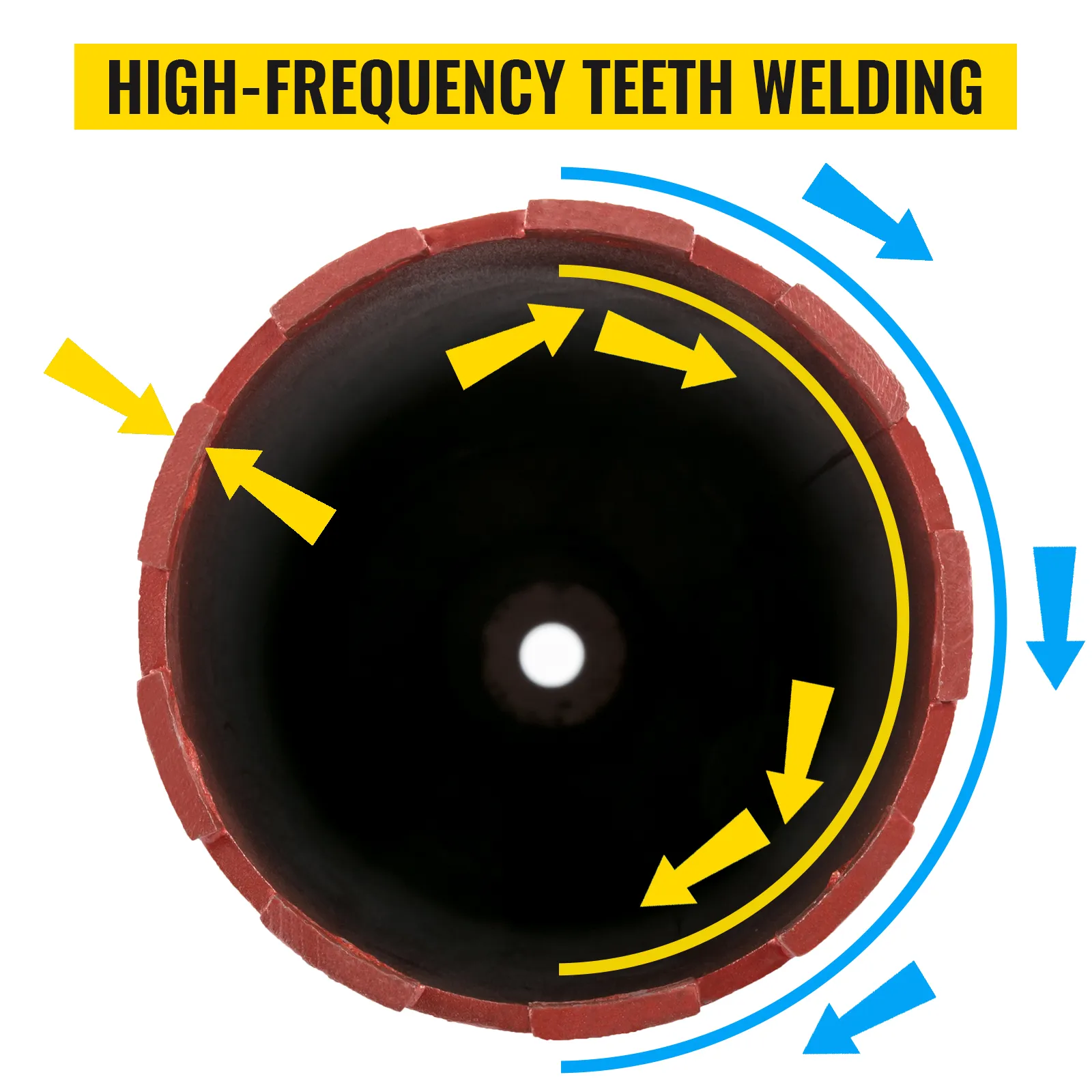 VEVOR diamond core drill bit with high-frequency teeth welding diagram.