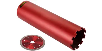 Broca de diamante roja VEVOR con accesorio de corte circular.