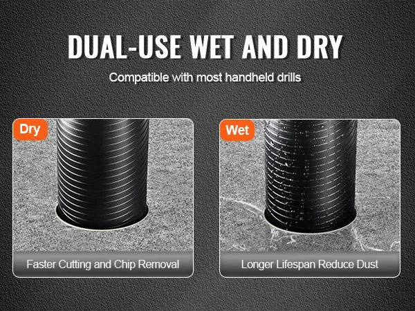 dual-use VEVOR diamond core drill bit for wet and dry cutting, compatible with handheld drills.