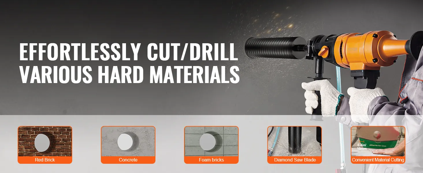 cutting red brick and concrete with VEVOR diamond core drill bit. effortless drill through hard materials.