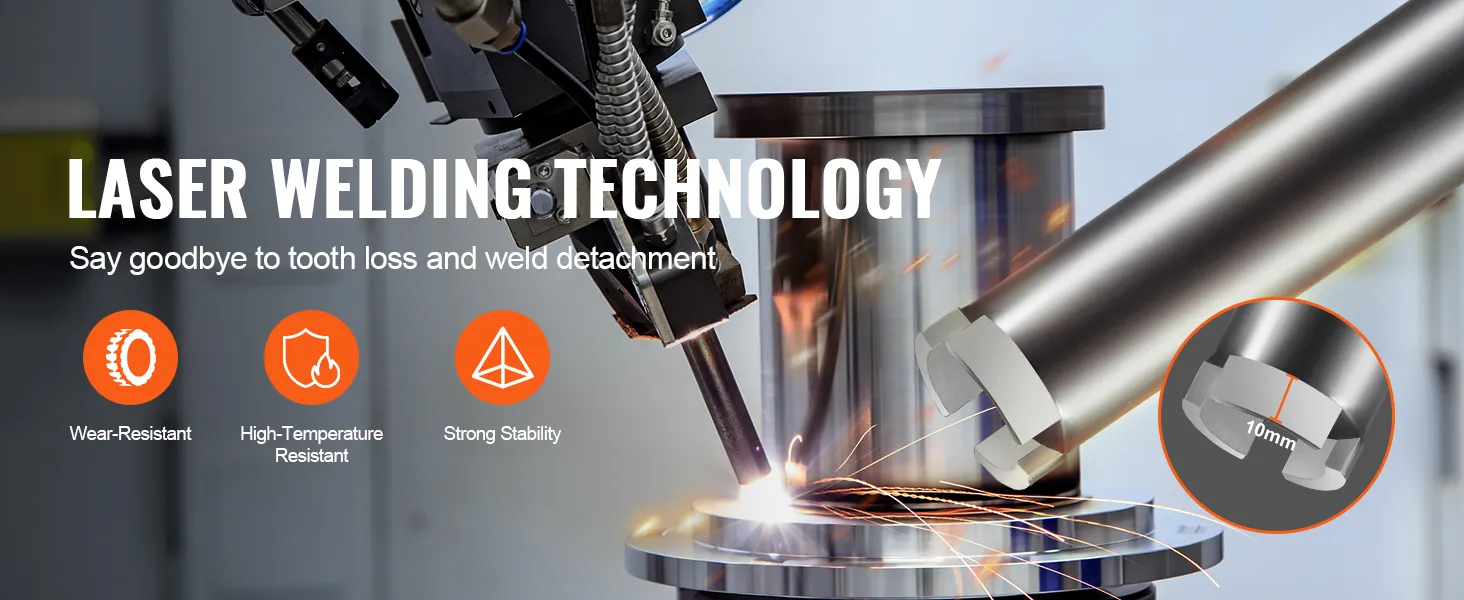 laser welding technology with VEVOR diamond core drill bit showing wear-resistant, high-temperature, and strong stability.