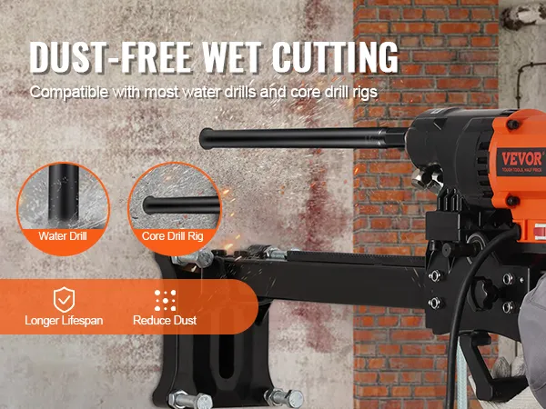 VEVOR diamond core drill bit for dust-free wet cutting, compatible with water drills and core drill rigs.
