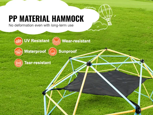 VEVOR dome climber hammock with uv resistant, waterproof, tear-resistant features on grass.