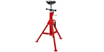 Soporte de gato para tubos VEVOR rojo con base de trípode y parte superior ajustable.