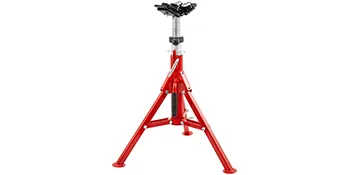 Soporte de gato para tubos VEVOR rojo con altura ajustable y base de trípode resistente.