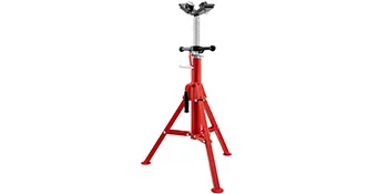 Soporte de gato para tubos VEVOR rojo con altura ajustable y base de trípode resistente.