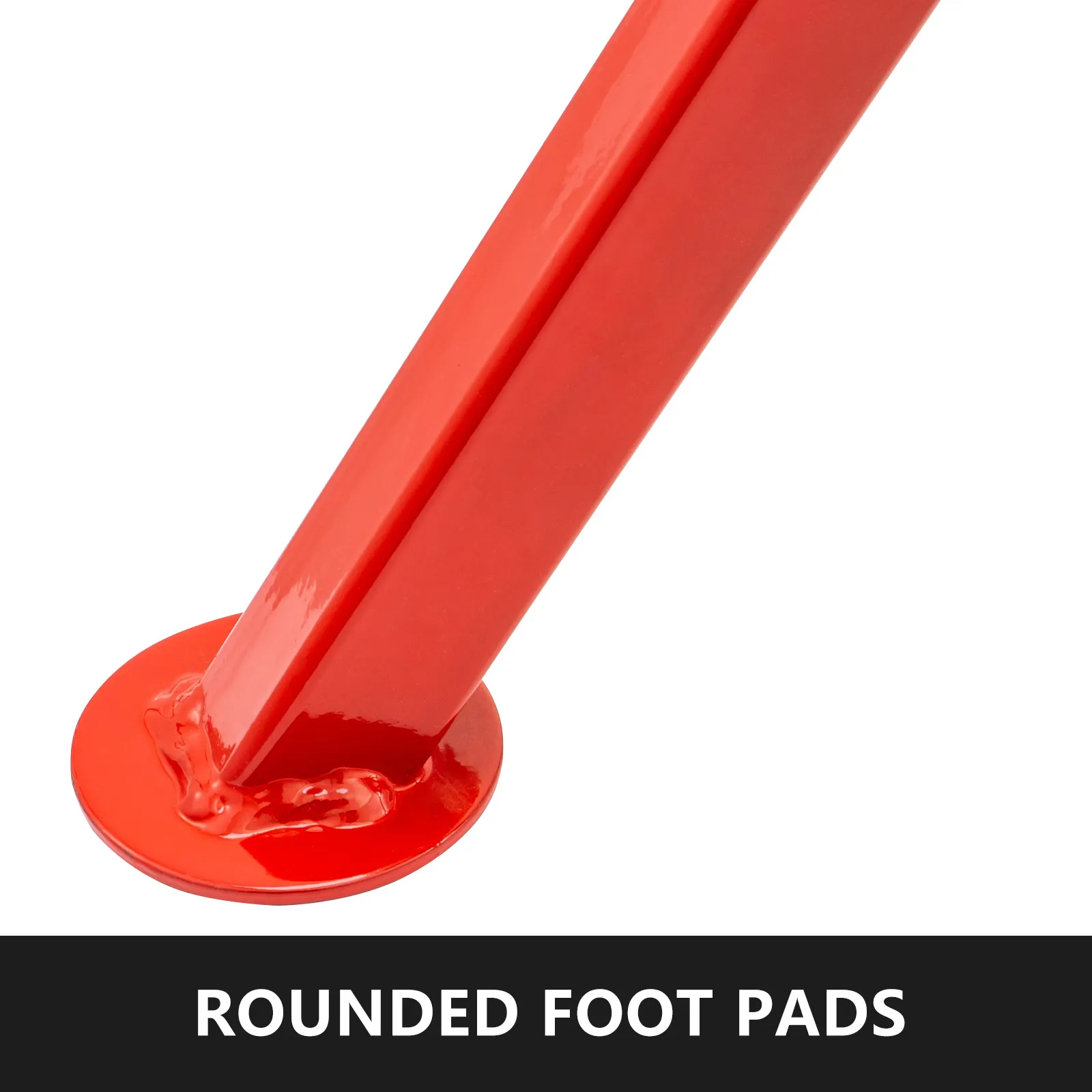 VEVOR pipe jack stand with red rounded foot pads for stability.