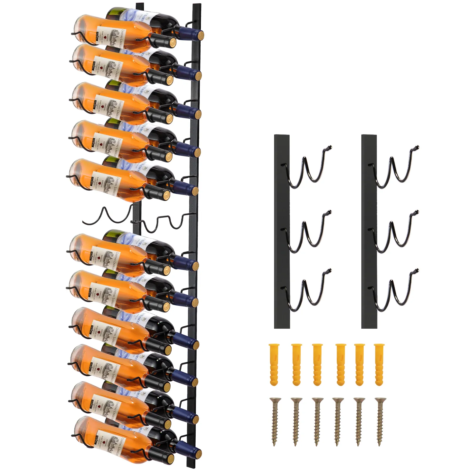 VEVOR wall mounted wine rack with bottles and mounting hardware