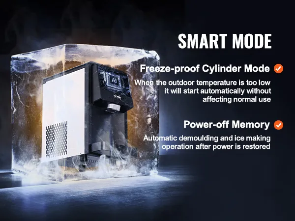 Máquina para fabricar hielo de encimera VEVOR revestida de hielo con modo inteligente, que presenta funciones a prueba de congelamiento y memoria de apagado.
