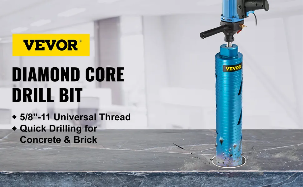 VEVOR core drill bit quick drilling for concrete and brick with 5/8"-11 universal thread.