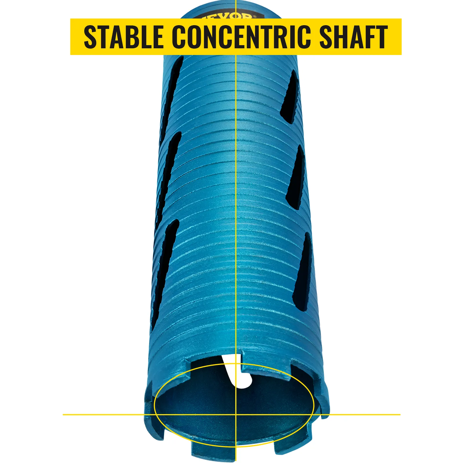 blue VEVOR dry core drill bit with labeled stable concentric shaft features.