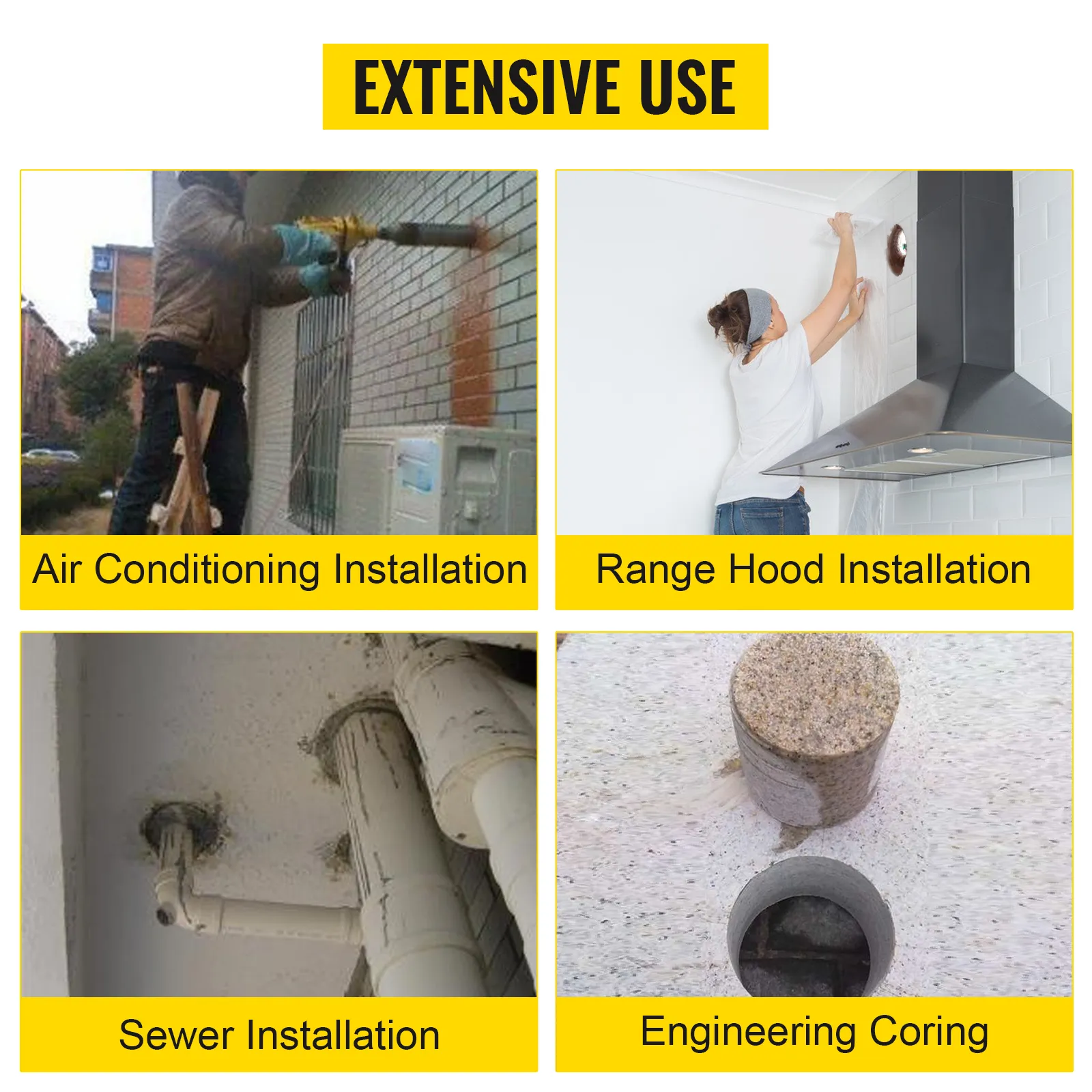extensive use of VEVOR dry core drill bit for installations and engineering coring.