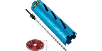 Set di punte per trapano diamantate blu VEVOR con lama di sega rossa aggiuntiva e chiave inglese.