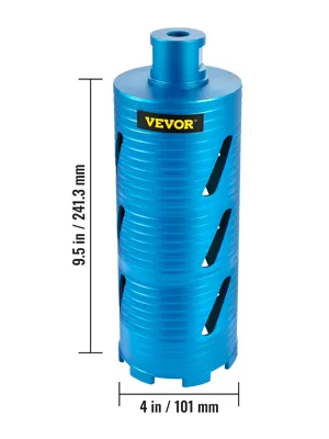 Broca de diamante VEVOR, 9,5 x 4 pulgadas, azul con logotipo VEVOR.