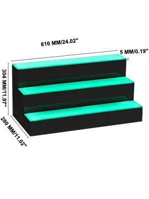 three-tier VEVOR led lighted liquor bottle display shelf with vibrant green illumination.