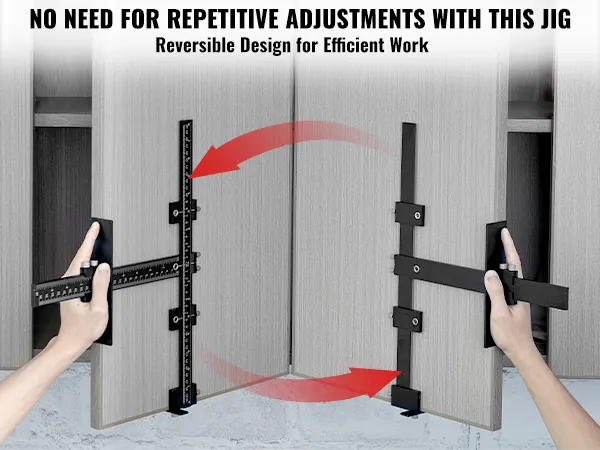 VEVOR cabinet hardware jig with reversible design for efficient work on cabinet doors.