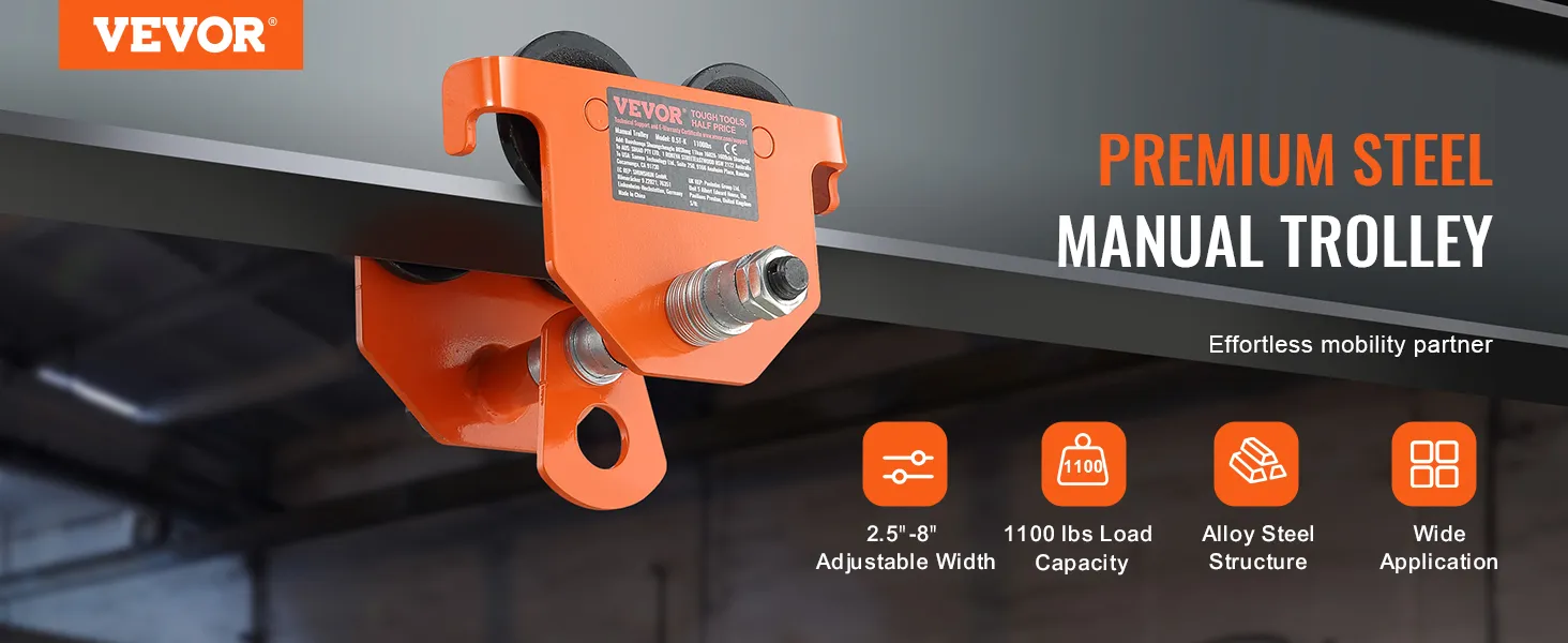 Carro manual VEVOR, acero de primera calidad, capacidad de carga de 1100 lbs, ancho ajustable de 2,5" a 8".