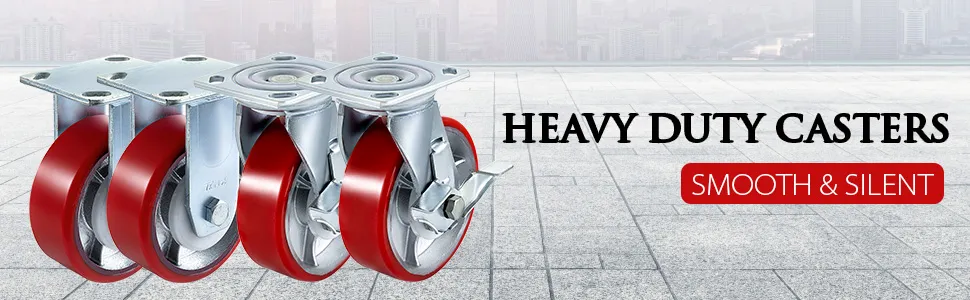 VEVOR caster wheels heavy duty, smooth and silent red wheels set.
