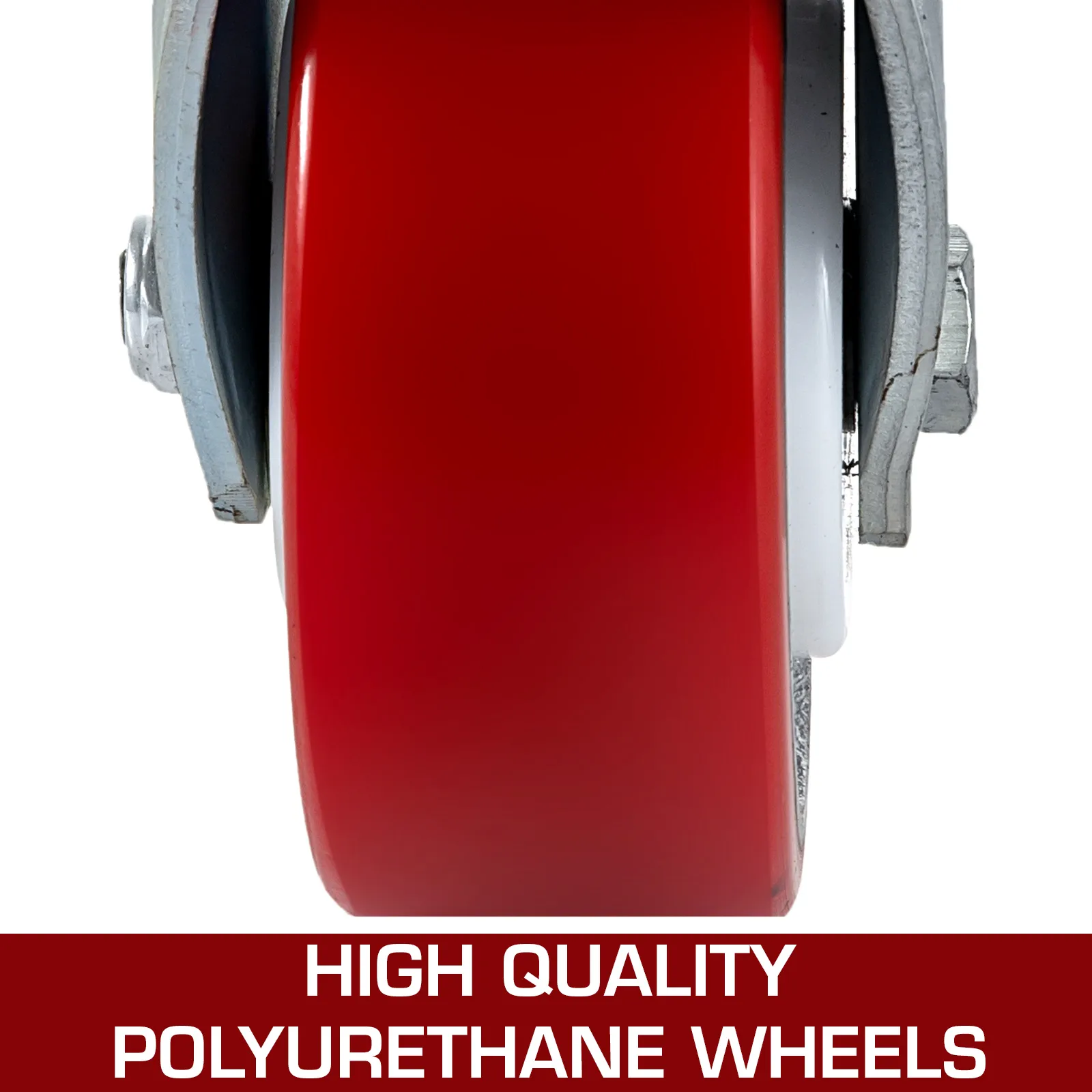 red VEVOR caster wheels with a metal frame and high-quality polyurethane wheels