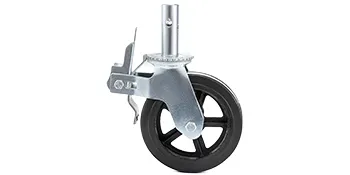 VEVOR scaffolding caster wheels with brake, black rubber wheel, and metal frame.