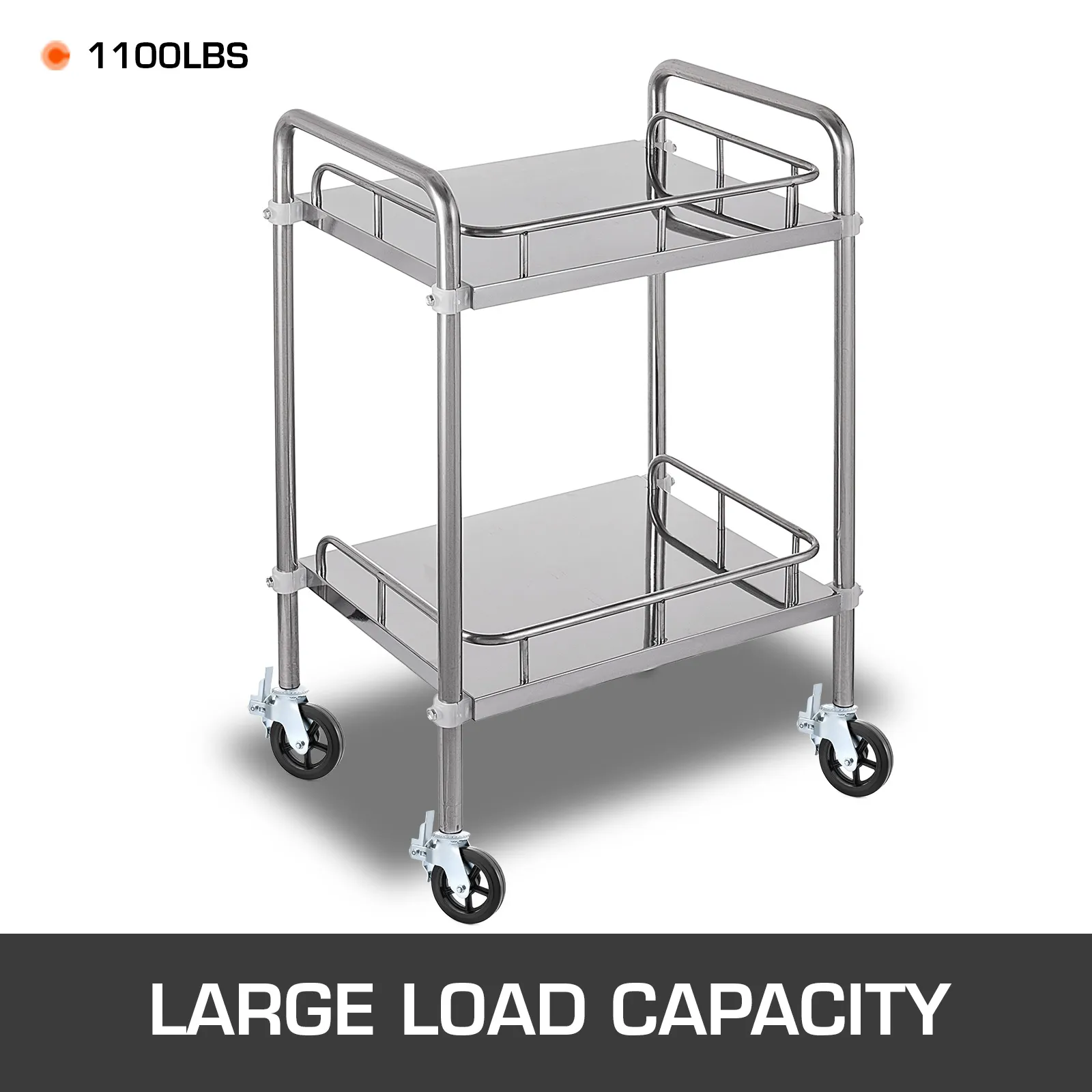 VEVOR scaffolding caster wheels heavy-duty cart, 1100lbs capacity, stainless steel.