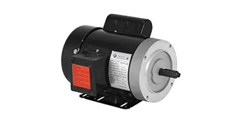 Motor eléctrico VEVOR negro con tapa de extremo plateada y etiqueta de advertencia de seguridad roja