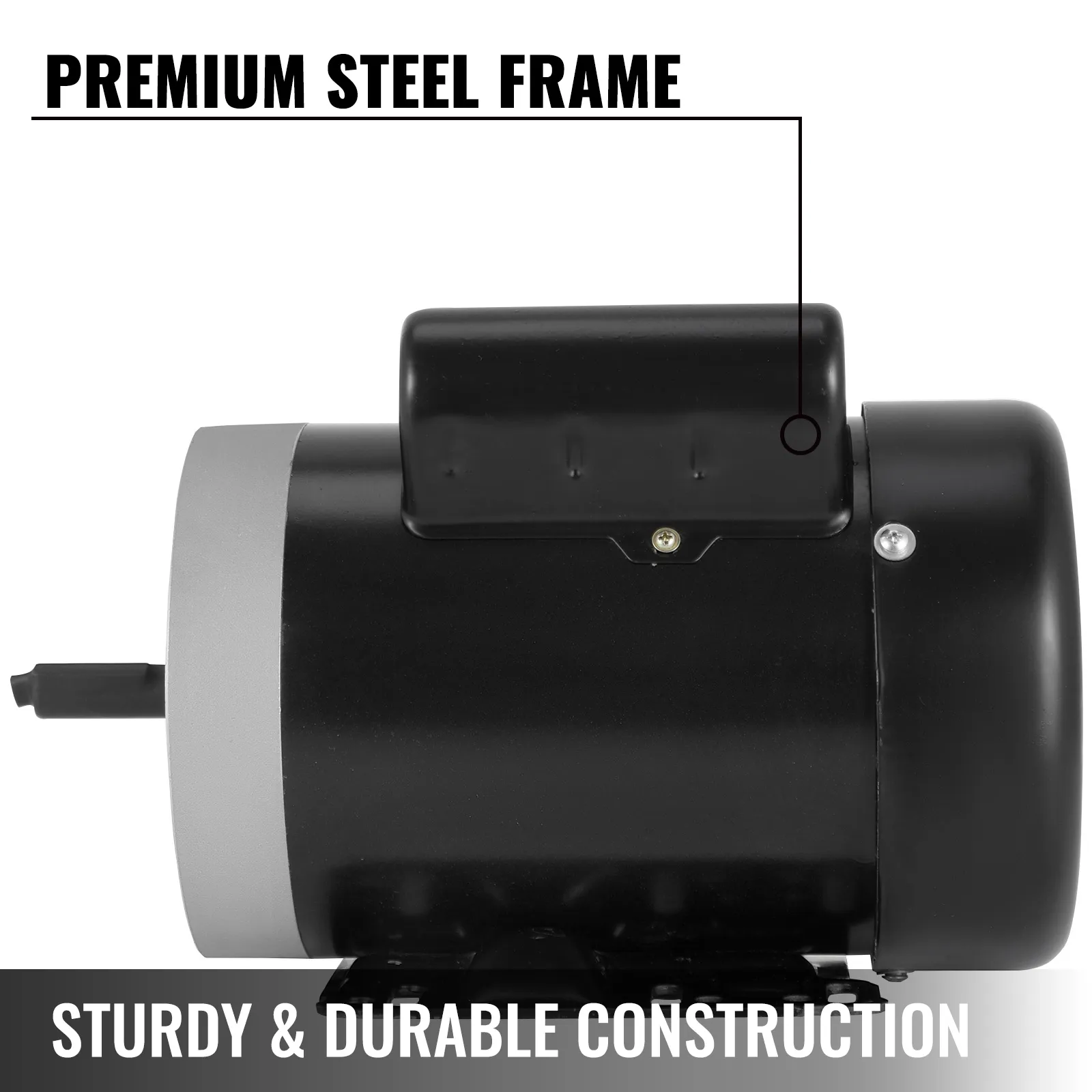 Motor eléctrico VEVOR con marco de acero de primera calidad y construcción resistente y duradera.