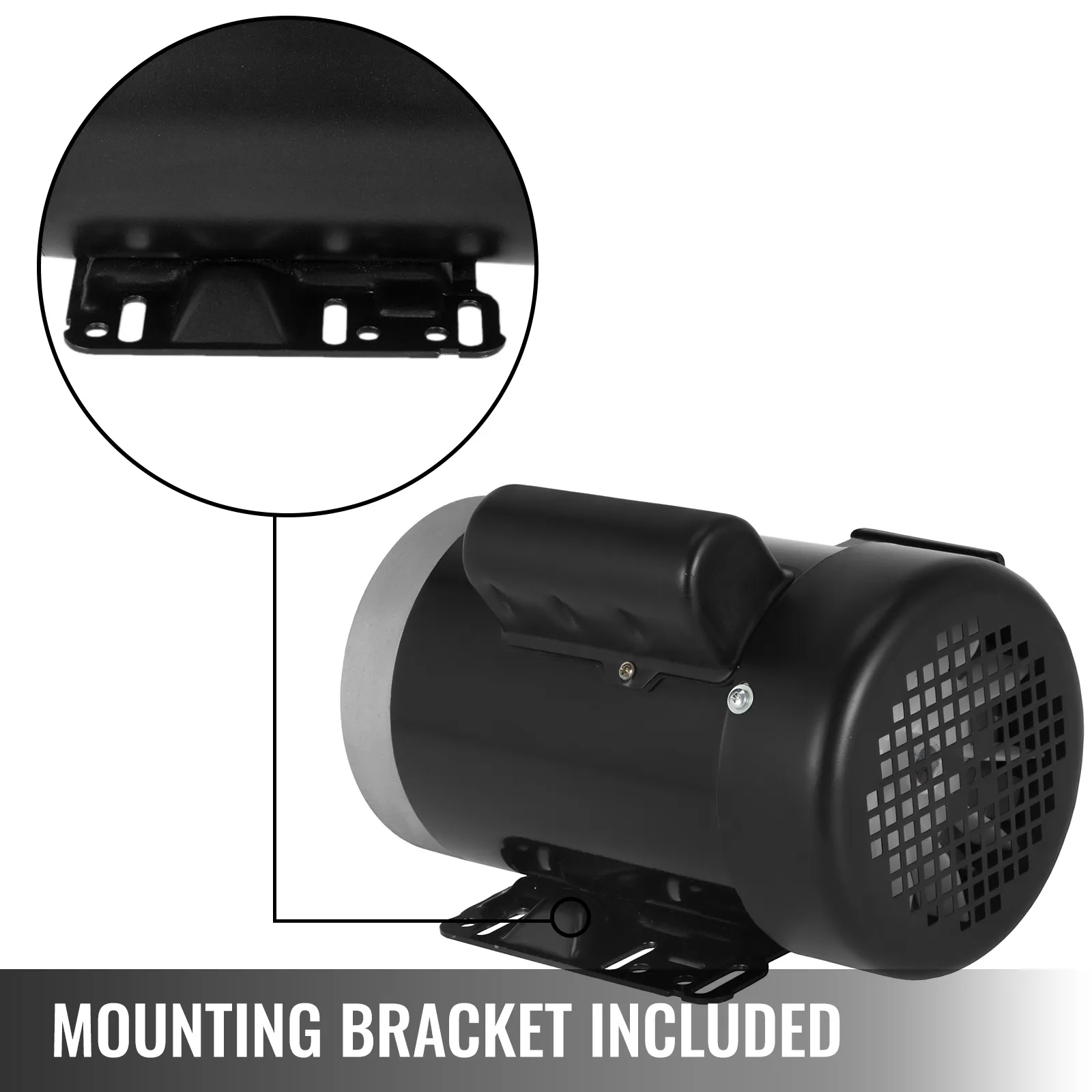 Motor eléctrico VEVOR con soporte de montaje pivotante incluido.