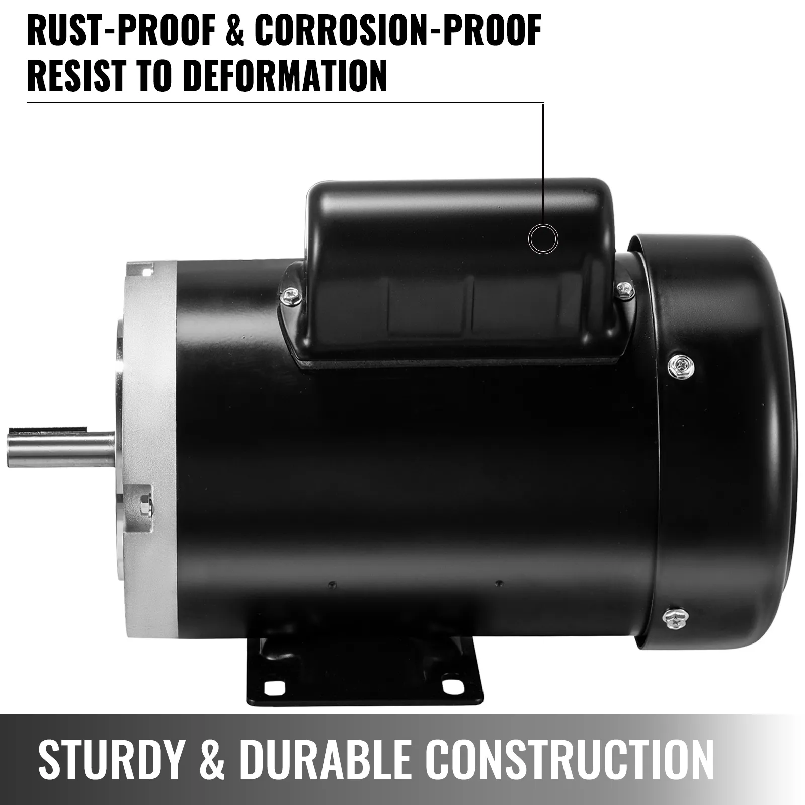 VEVOR electric motor, sturdy and durable, rust-proof, and corrosion-resistant.