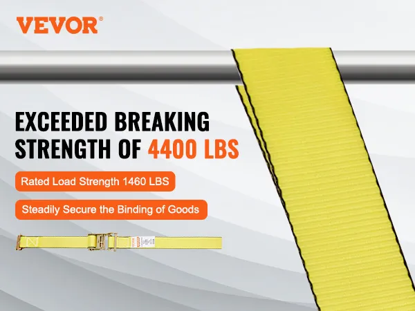 VEVOR-Ratschenspanngurte mit 2000 kg Bruchlast und 650 kg Tragkraft zum sicheren Befestigen von Waren.