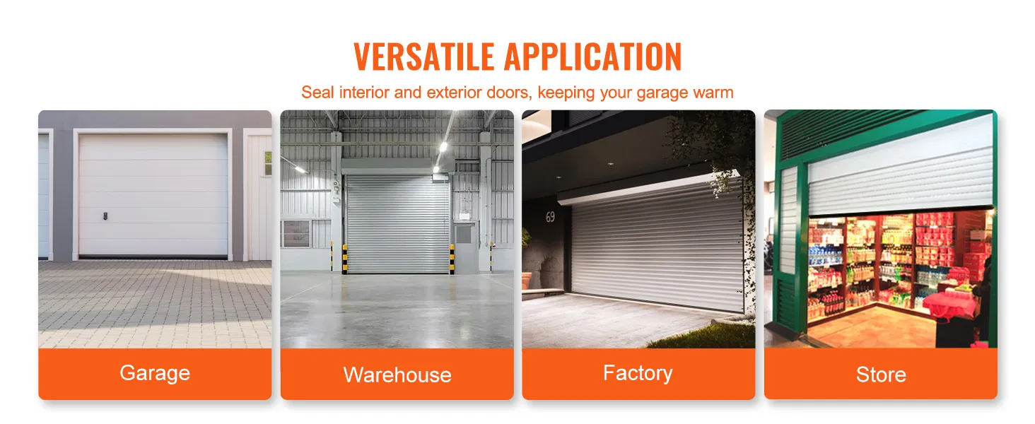 versatile application—VEVOR garage door seals for garage, warehouse, factory, and store protection.