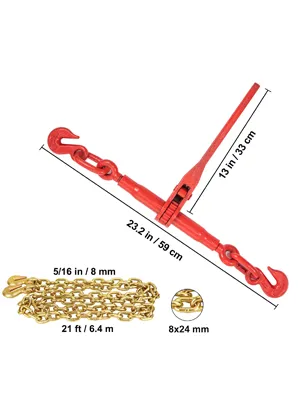 VEVOR chain load binder kit with 5/16 inch 21 ft chain and 13 inch lever.