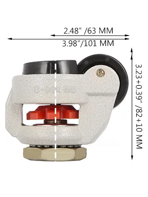 VEVOR leveling casters with adjustable height, 3.98 in width, 2.48 in diameter.