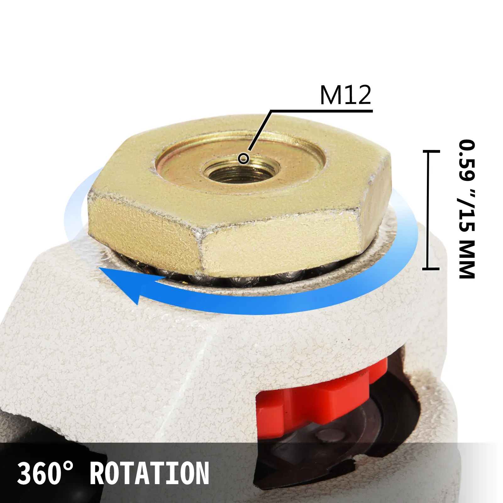 VEVOR leveling casters with 360° rotation and m12 thread specification.