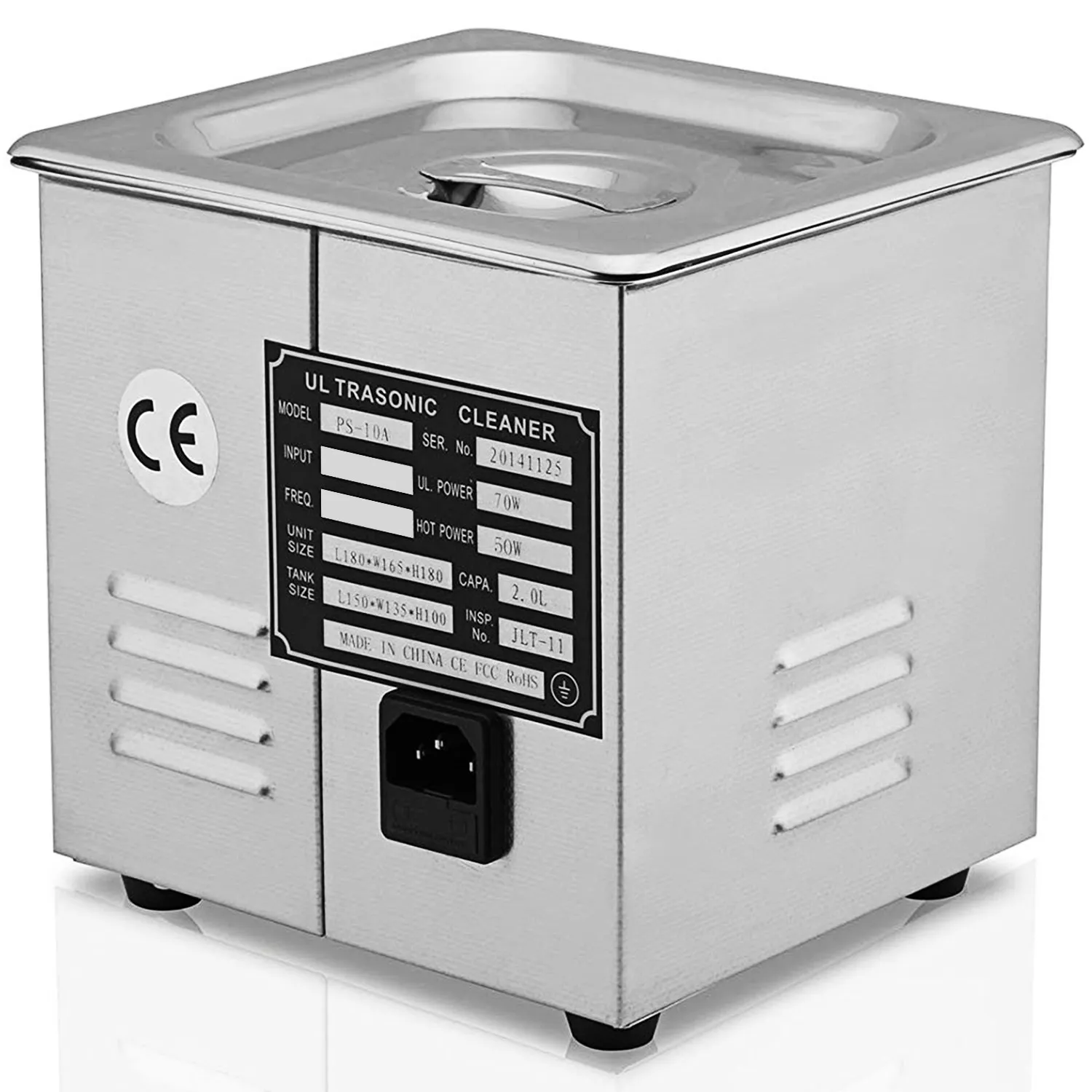 Limpiador ultrasónico VEVOR con cuerpo de acero inoxidable y etiqueta de certificación ce.