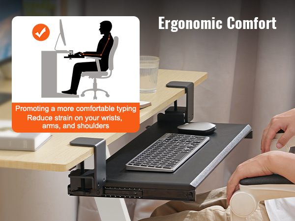 VEVOR Keyboard Tray Under Desk, Pull out Keyboard/Mouse Tray
