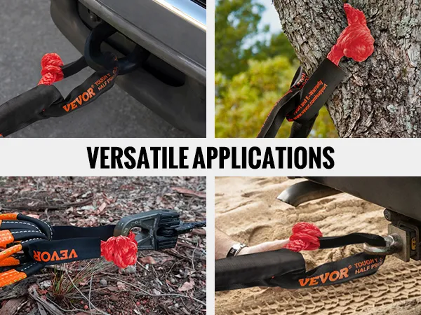 VEVOR soft shackle rope for tow ropes, tree straps, pulleys, and tow hooks. versatile applications.