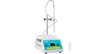 Placa agitadora magnética VEVOR con pantalla digital y soporte ajustable.