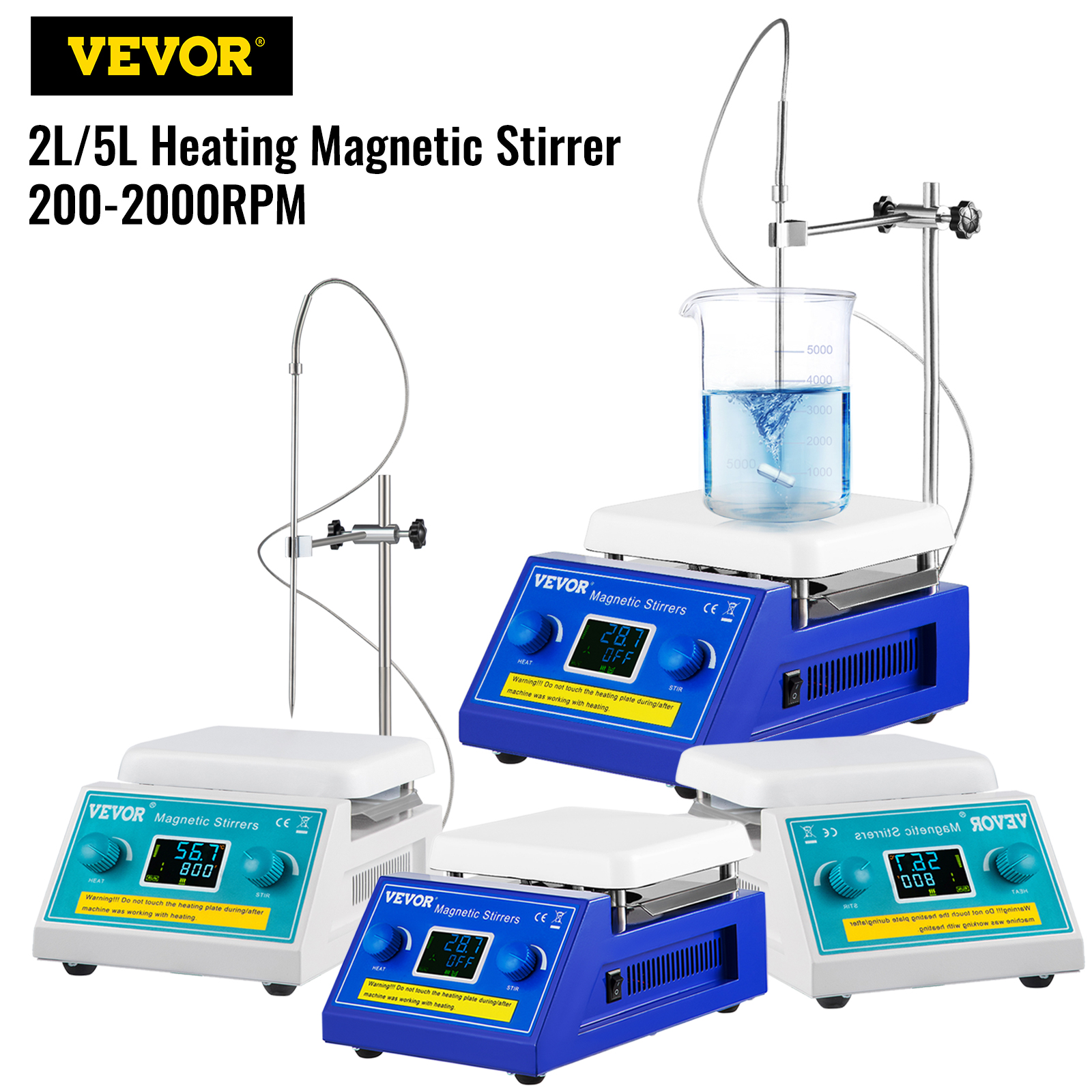 VEVOR Magnetic Stirrer Hot Plate, 2000ml Stirring Capacity Max 572