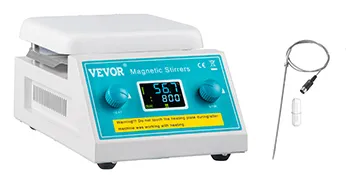 Placa calefactora con agitador magnético VEVOR con pantalla de visualización y accesorios incluidos