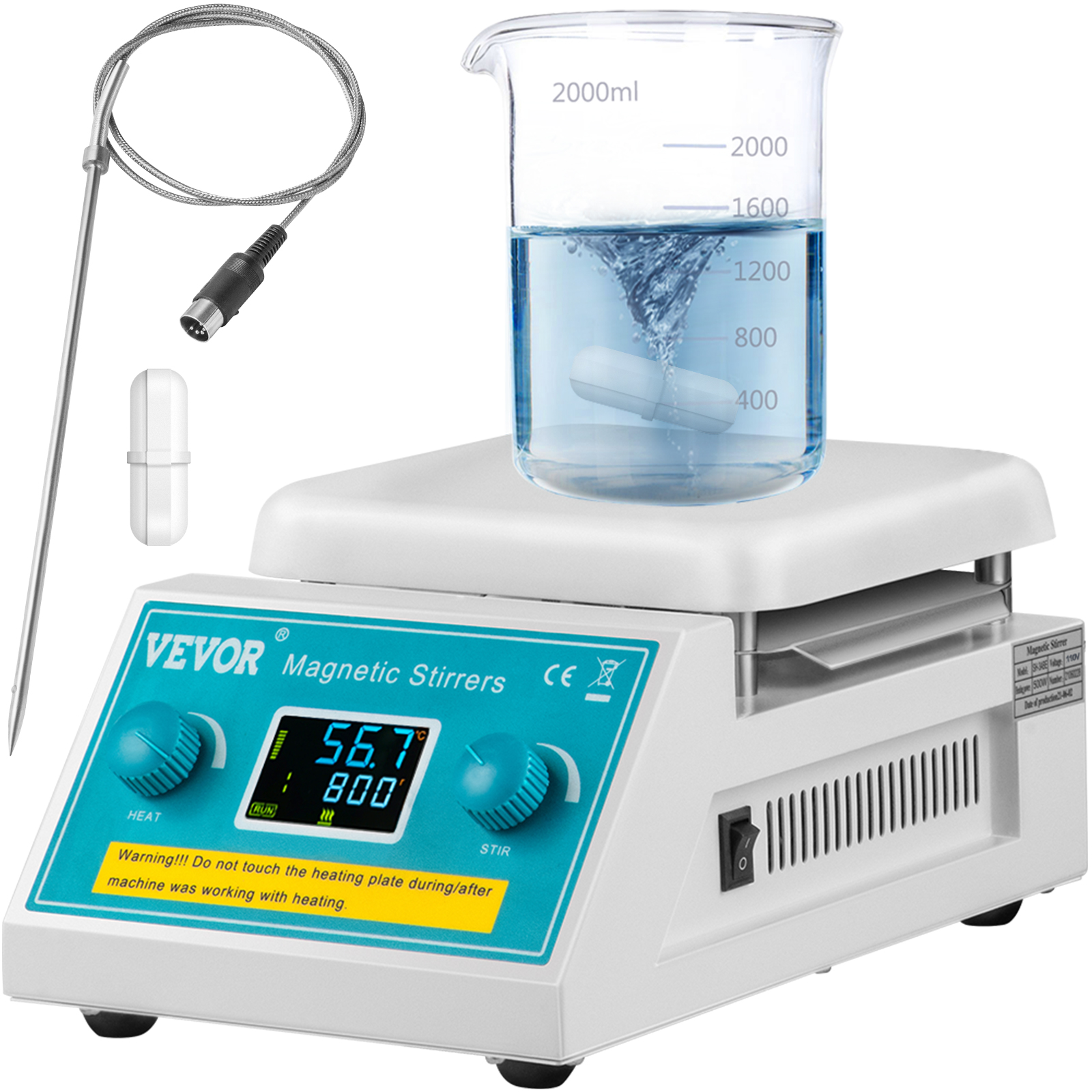 VEVOR Magnetic Stirrer Hot Plate, 2000ml Stirring Capacity Max 572