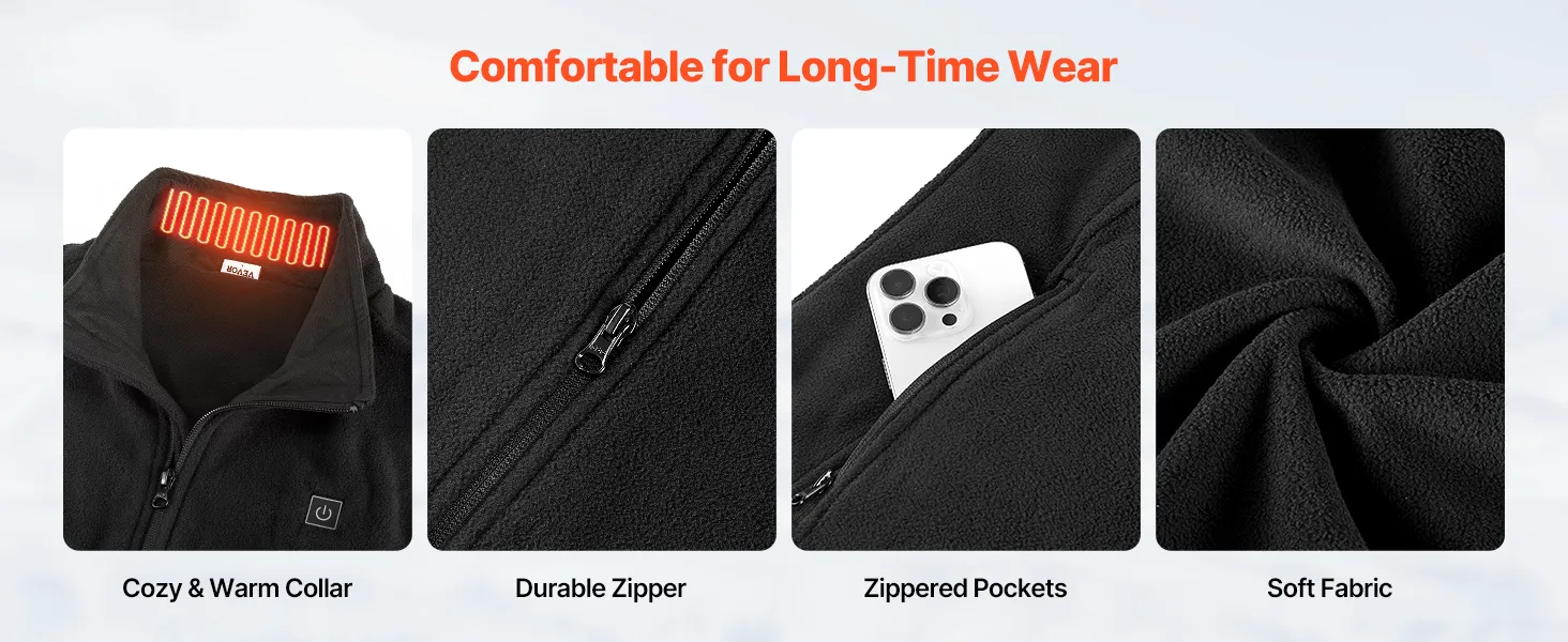 VEVOR Heated Vest, Men Electric Heating Vest with 16000 mAh Battery Pack, 6 Heating Zones Lightweight Rechargeable Winter-Vest with 3 Levels, for Outdoor Hiking Camping Fishing Skiing, Size L